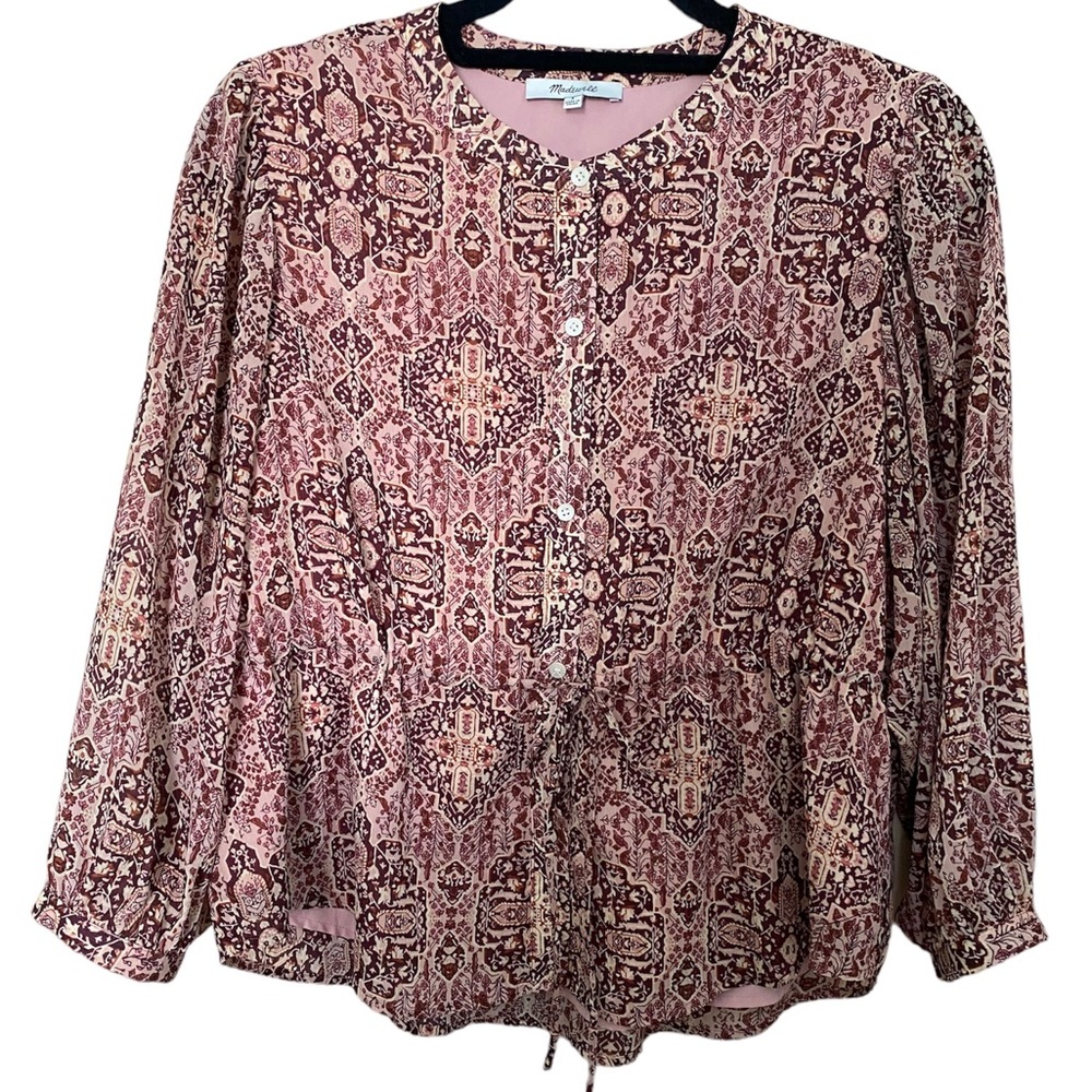 Madewell Kaleidoscope Drawstring  Blouse Women’s Size Small
